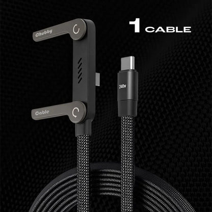 Cable de carga rápida de 240 W con soporte ajustable para teléfono.